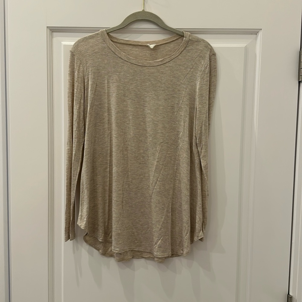 Pink Blush oatmeal colored lightweight long sleeve top